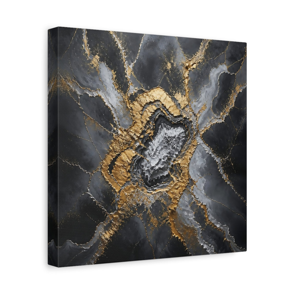 Side Mockup 8. Golden Geode Burst shown as canvas print