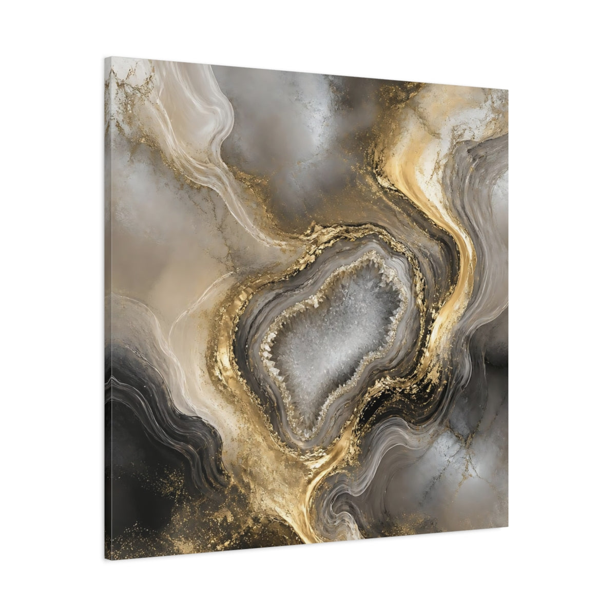 Side Mockup 1. Golden Geode Elegance shown as canvas print