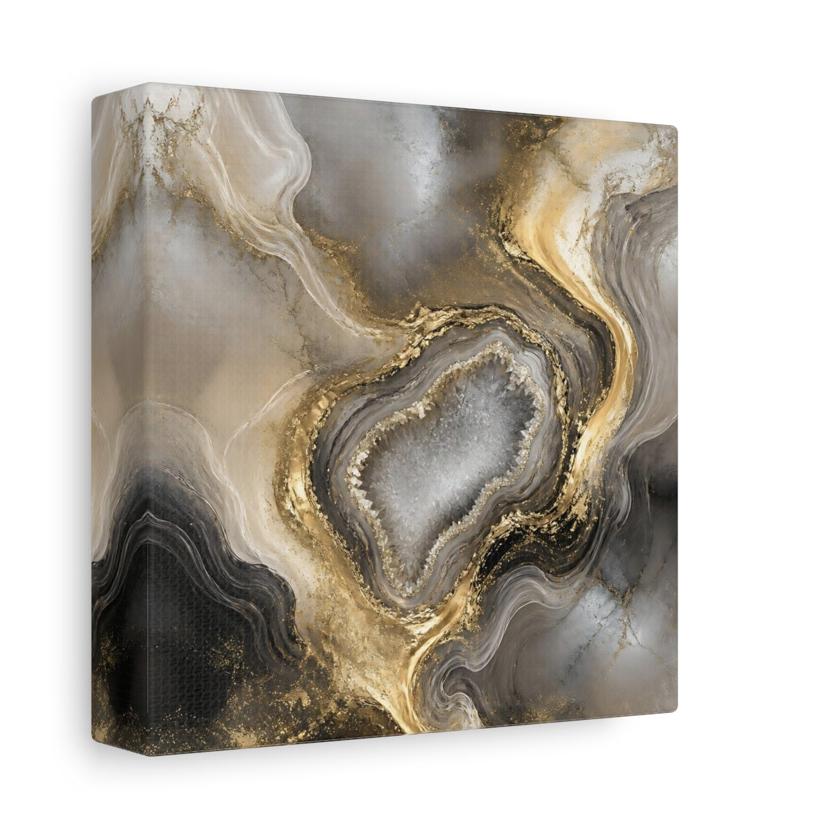 Side Mockup 2. Golden Geode Elegance shown as canvas print