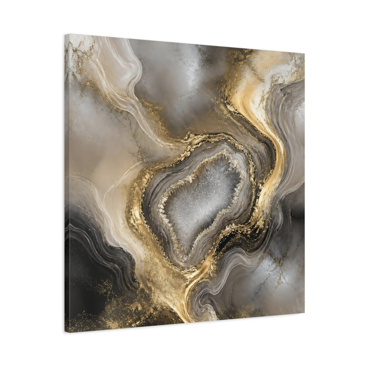 Side Mockup 3. Golden Geode Elegance shown as canvas print