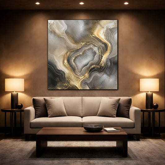 Mockup 2. Golden Geode Elegance shown as canvas print