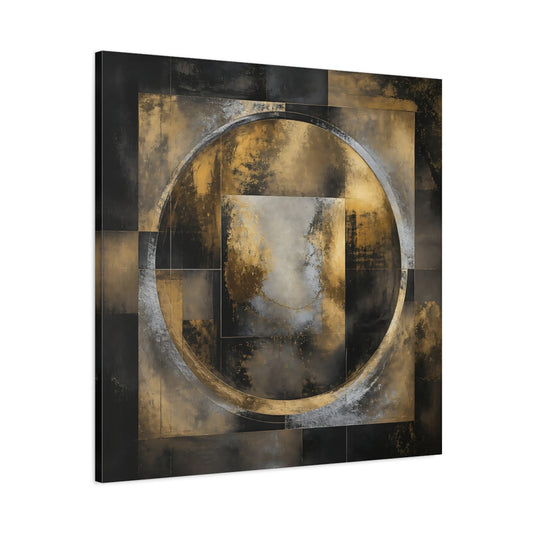 Main Mockup. Golden Geometric Circle shown as canvas print