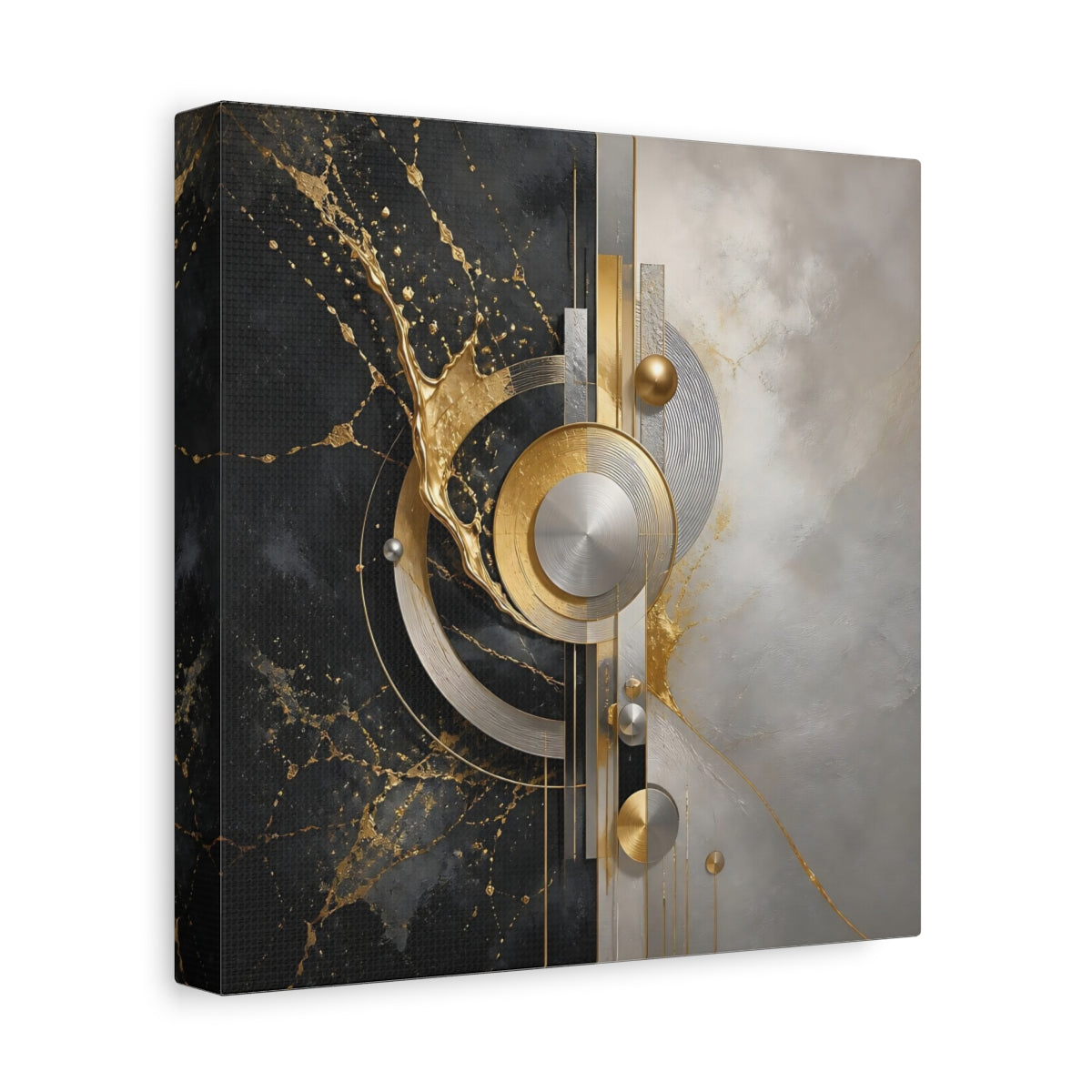 Side Mockup 9. Golden Geometric Elegance shown as canvas print