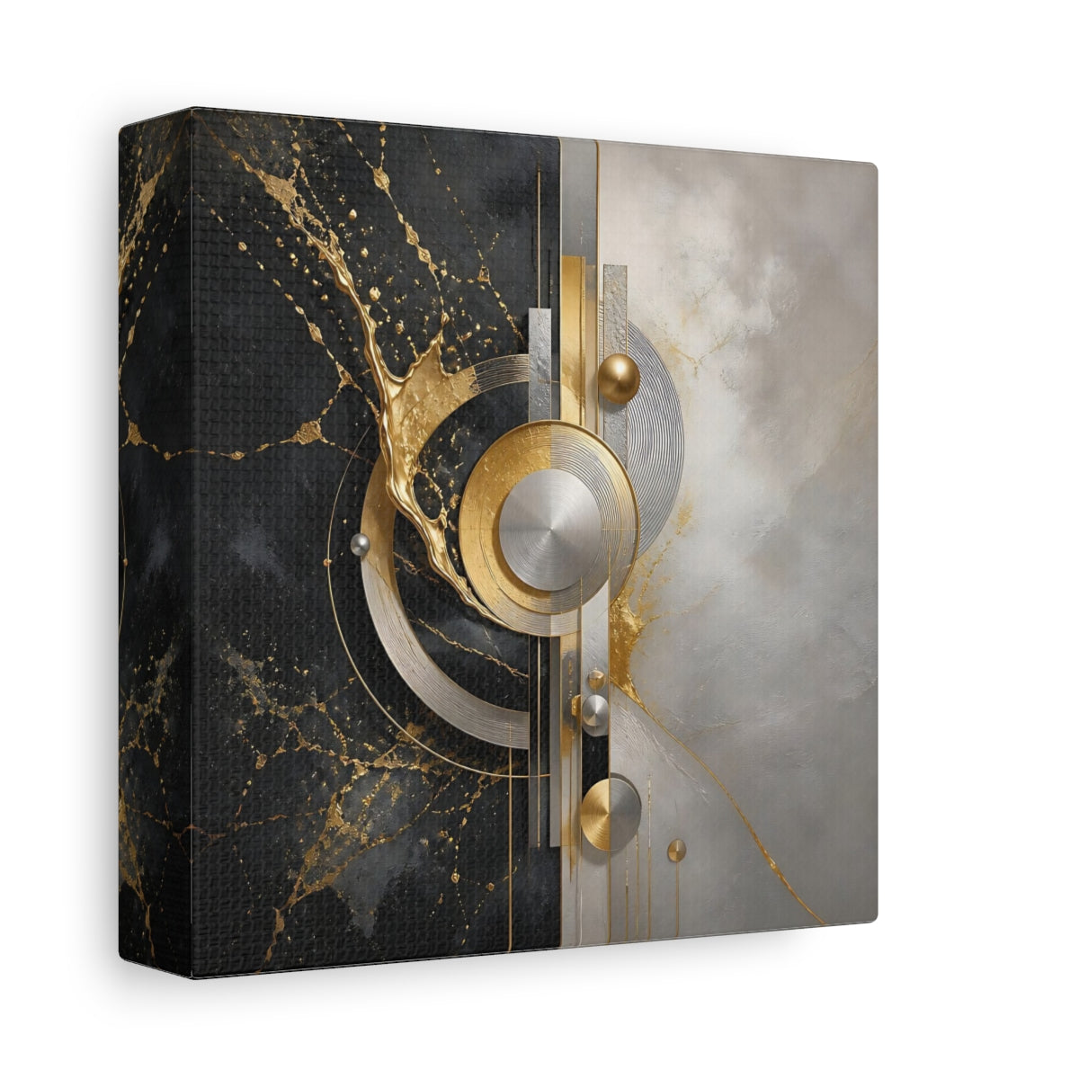 Side Mockup 2. Golden Geometric Elegance shown as canvas print