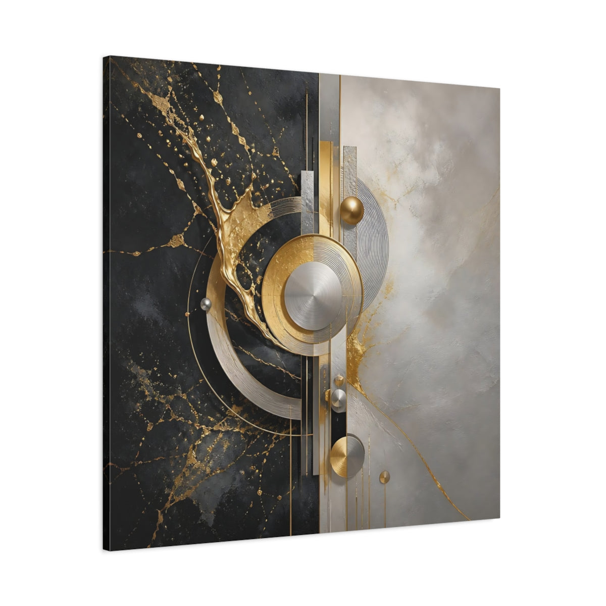 Side Mockup 1. Golden Geometric Elegance shown as canvas print