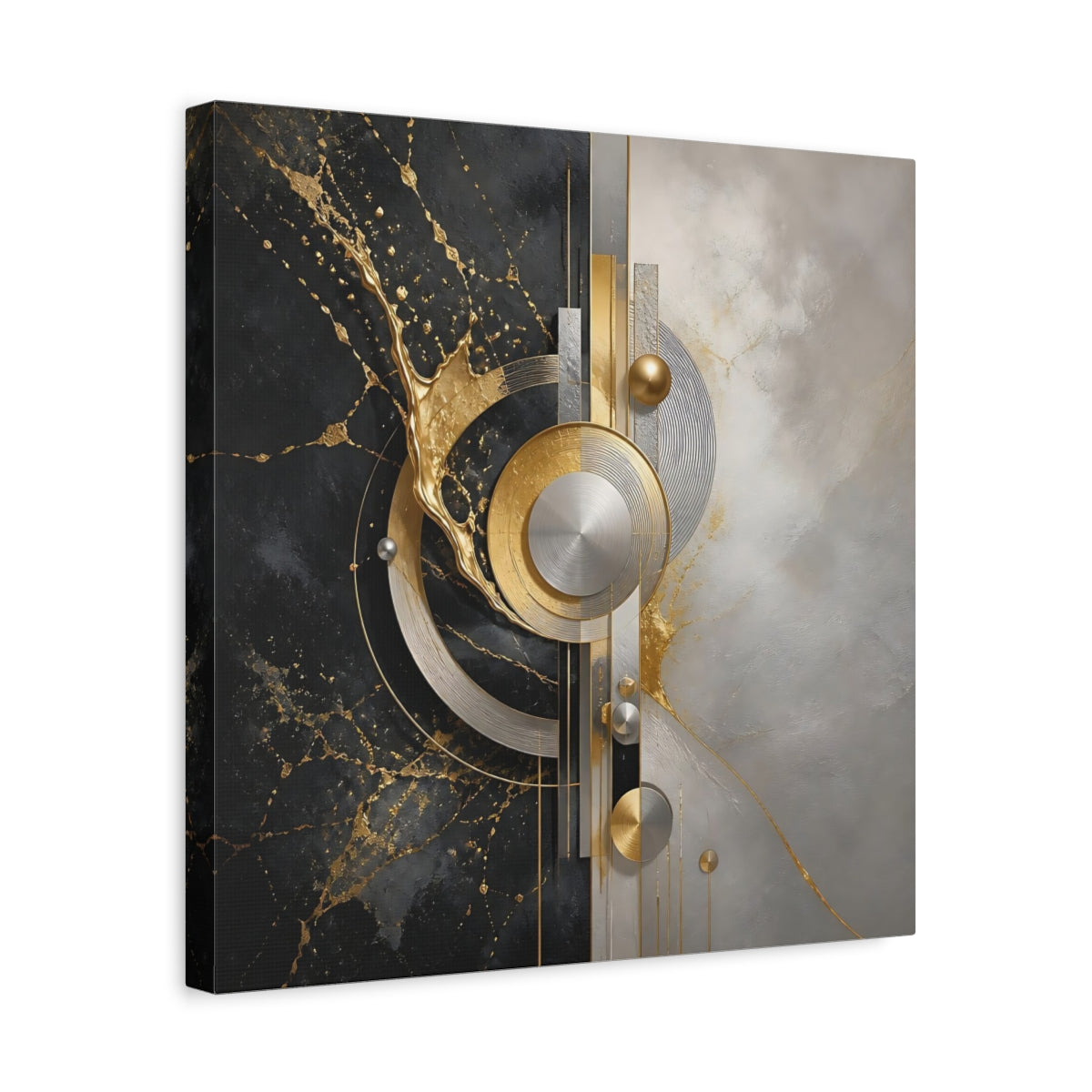 Side Mockup 6. Golden Geometric Elegance shown as canvas print