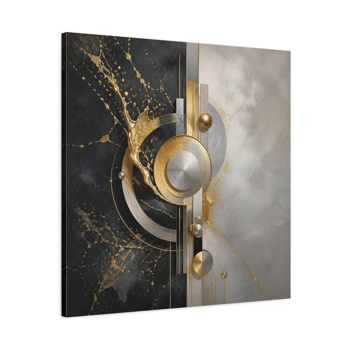 Side Mockup 3. Golden Geometric Elegance shown as canvas print
