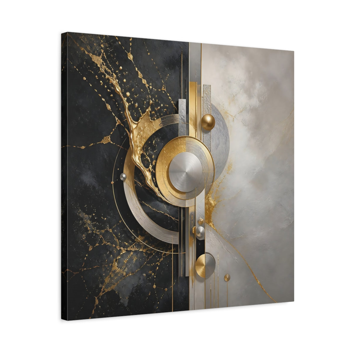 Side Mockup 4. Golden Geometric Elegance shown as canvas print