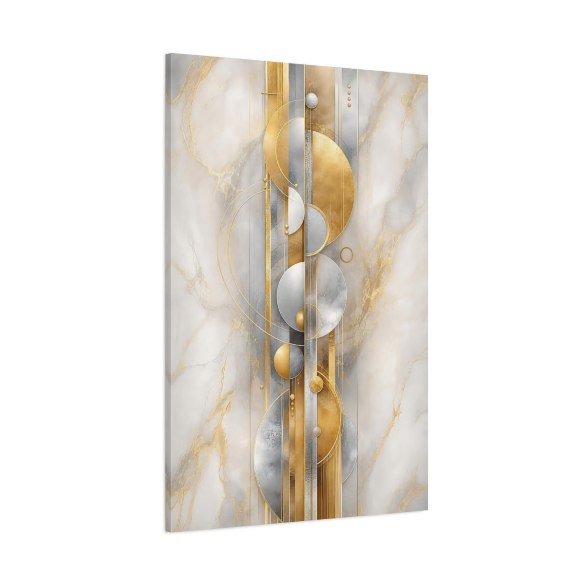 Side Mockup 1. Golden Geometry On Marble shown as canvas print