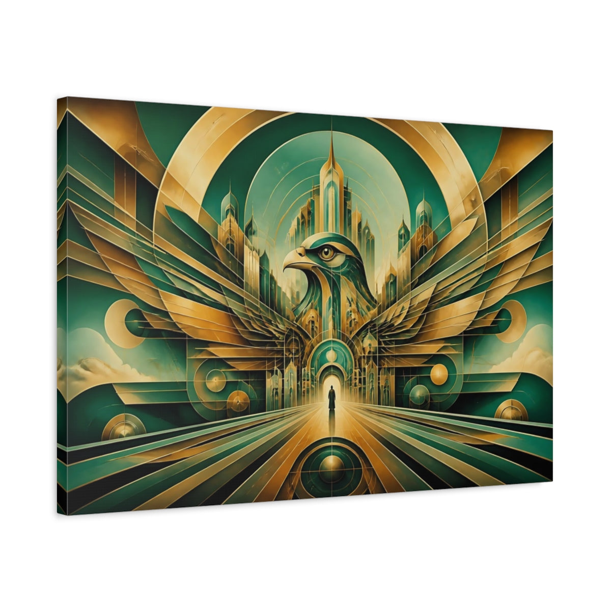 Side Mockup 2. Golden Hawk Gateway shown as canvas print