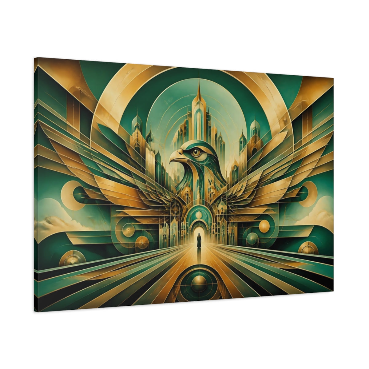 Side Mockup 1. Golden Hawk Gateway shown as canvas print