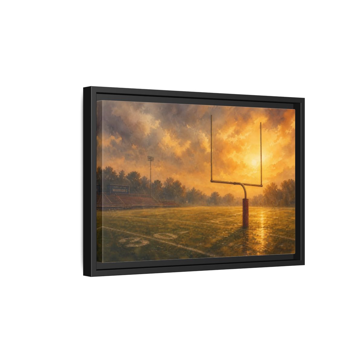 Side Mockup 6. Golden Hour Goalpost shown as framed canvas print
