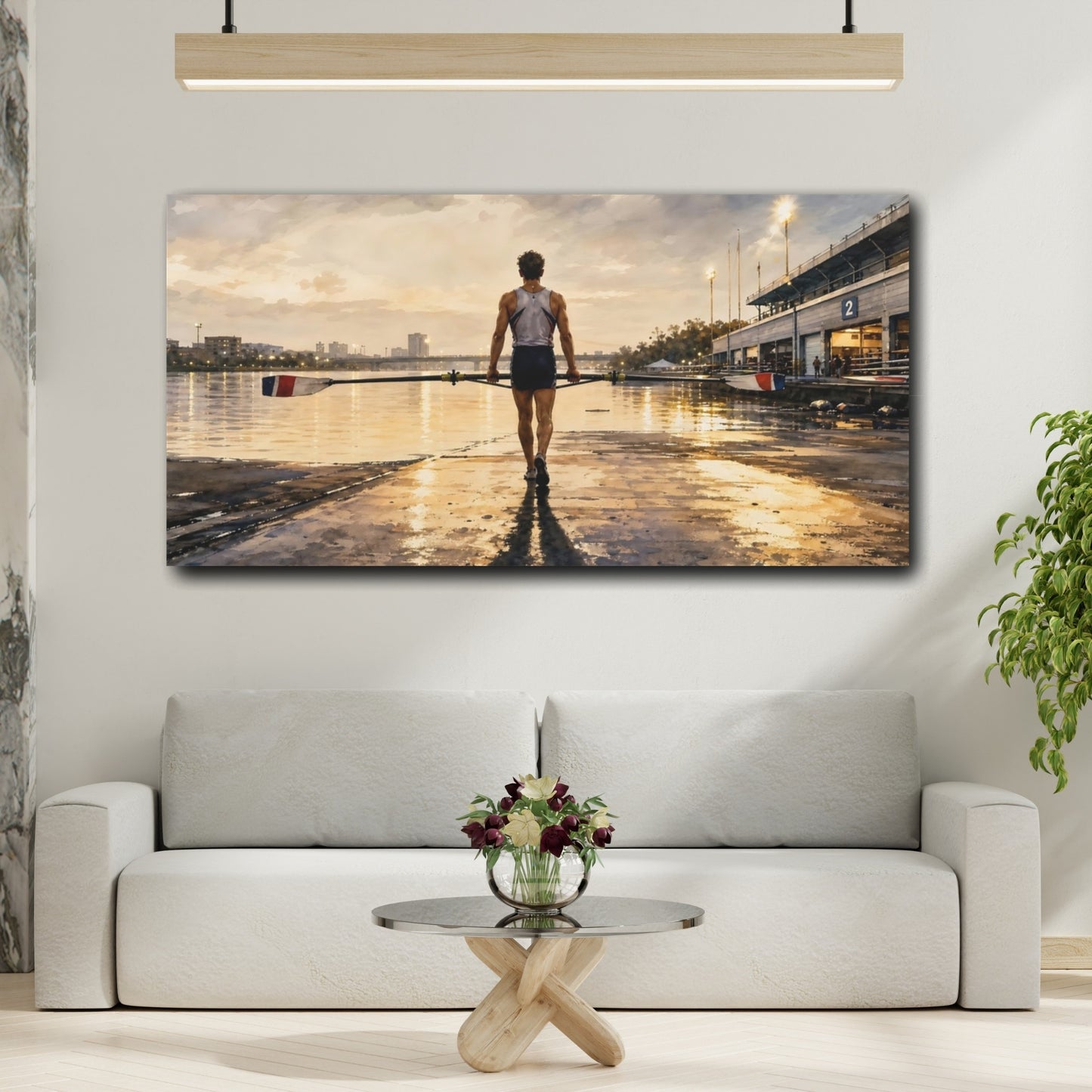 Mockup 2. Golden Hour Rower shown as canvas print