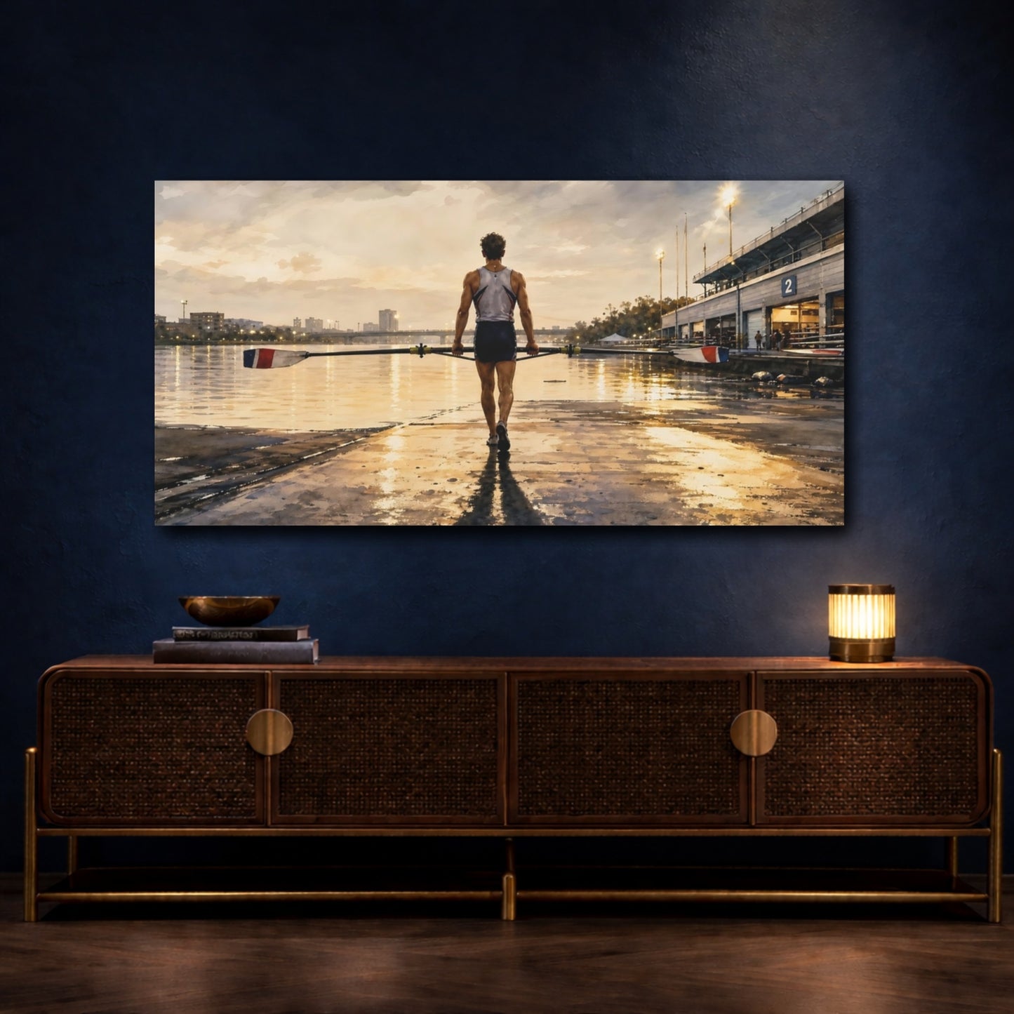 Mockup 4. Golden Hour Rower shown as canvas print