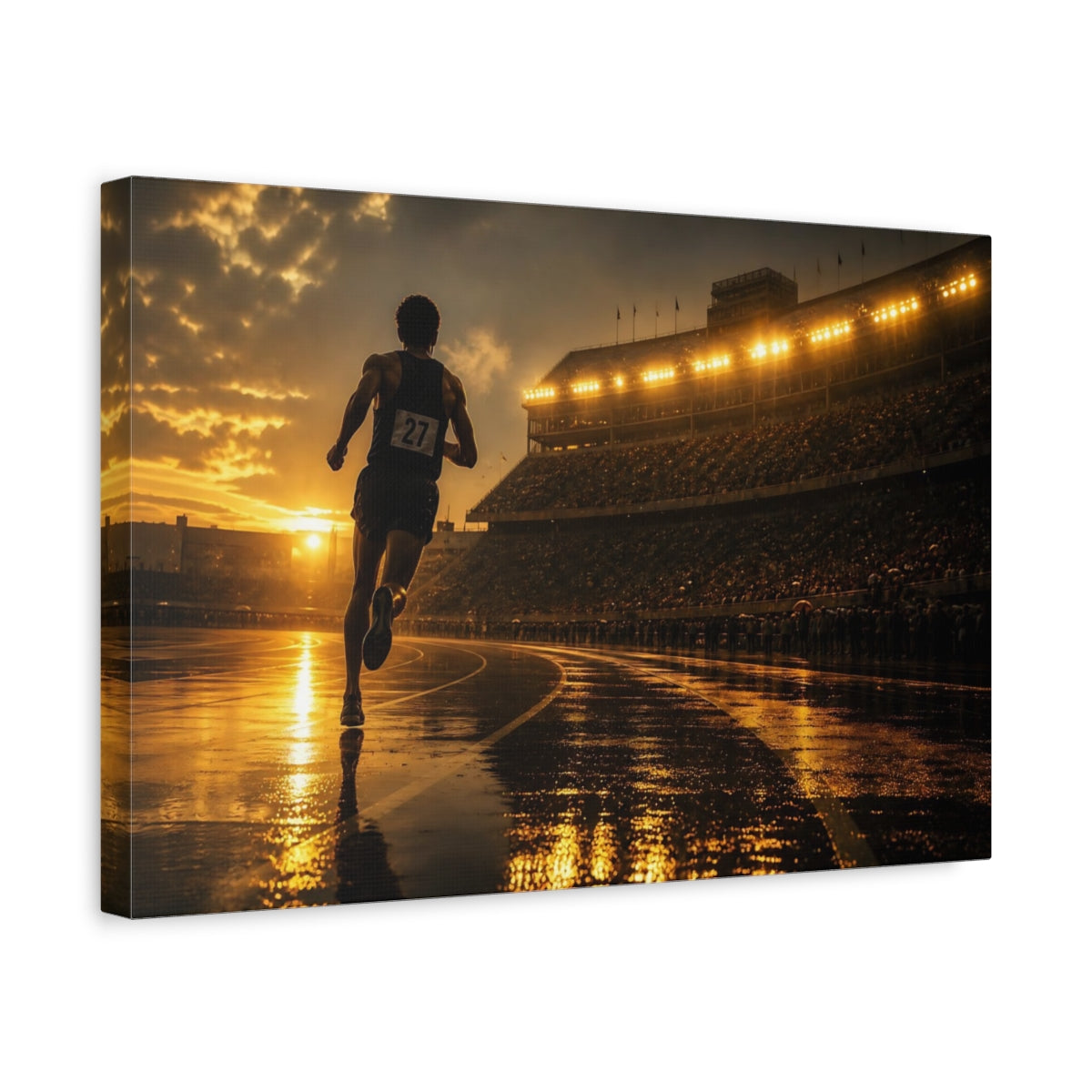 Side Mockup 4. Golden Hour Sprint shown as canvas print