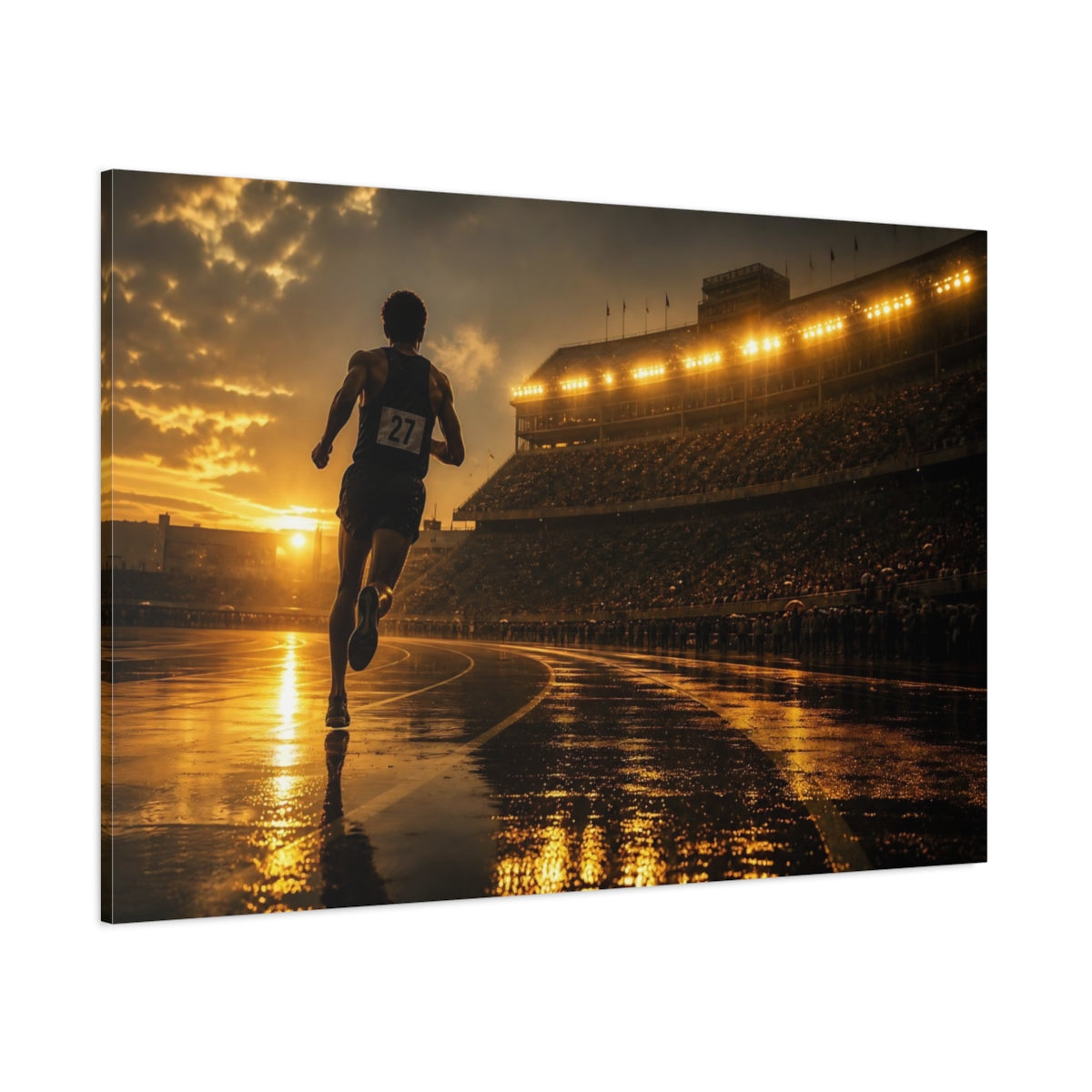 Side Mockup 1. Golden Hour Sprint shown as canvas print