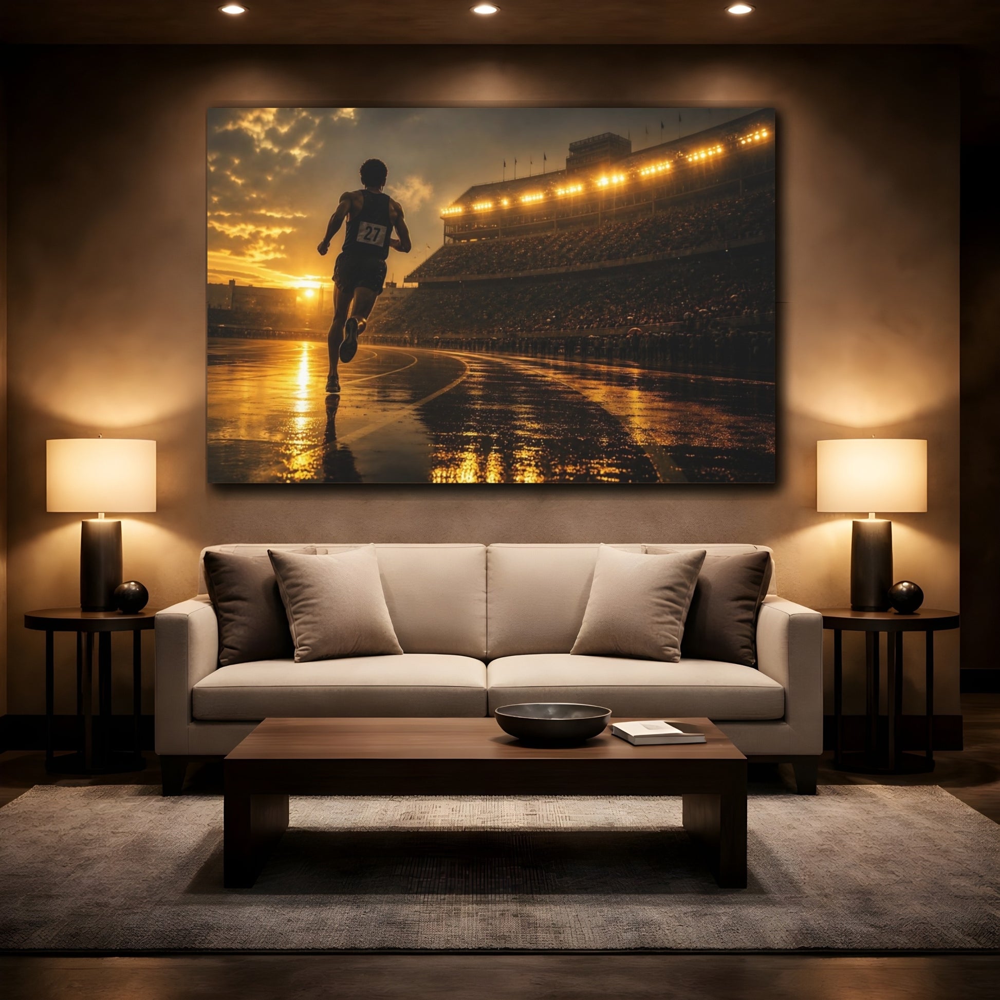 Mockup 2. Golden Hour Sprint shown as canvas print