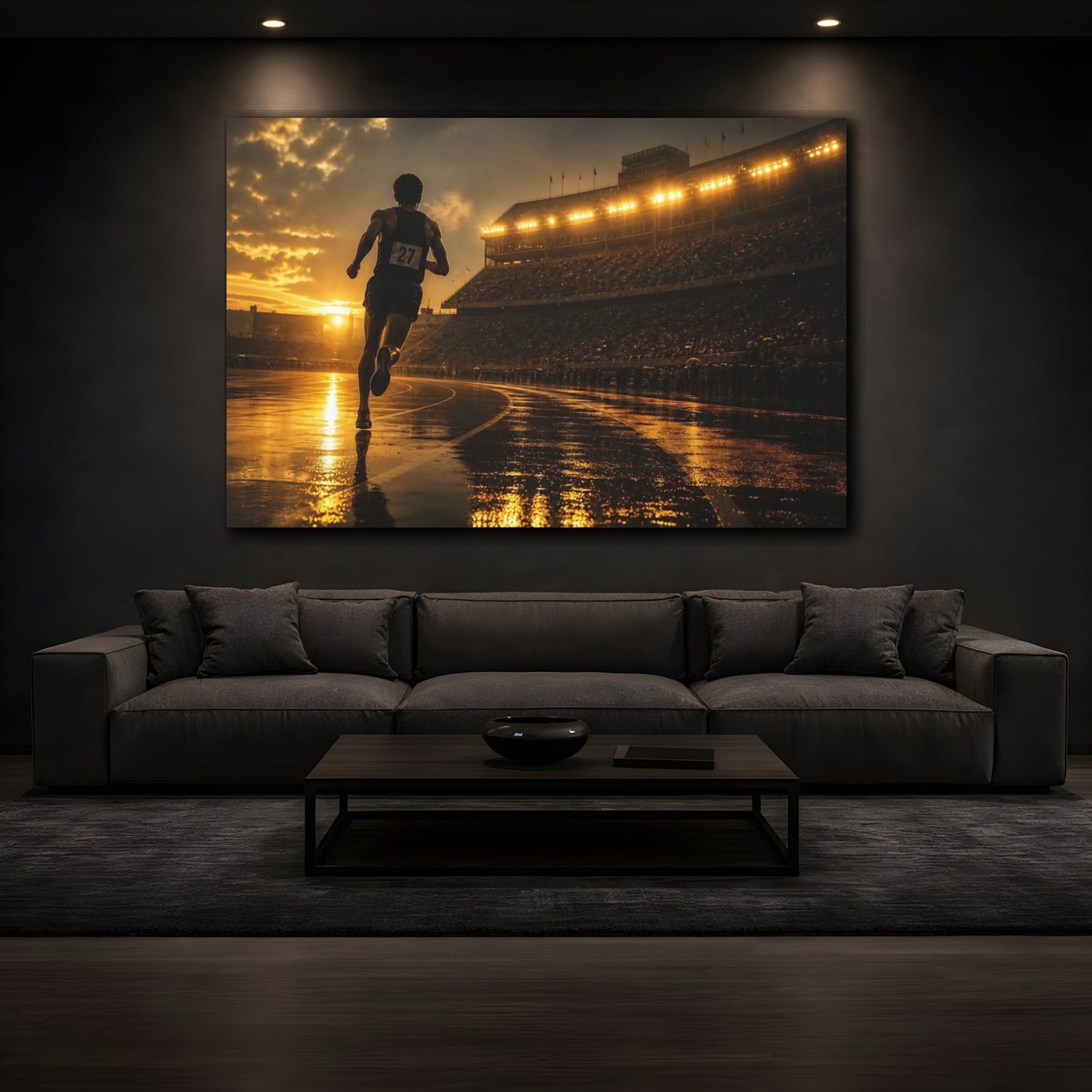Mockup 3. Golden Hour Sprint shown as canvas print