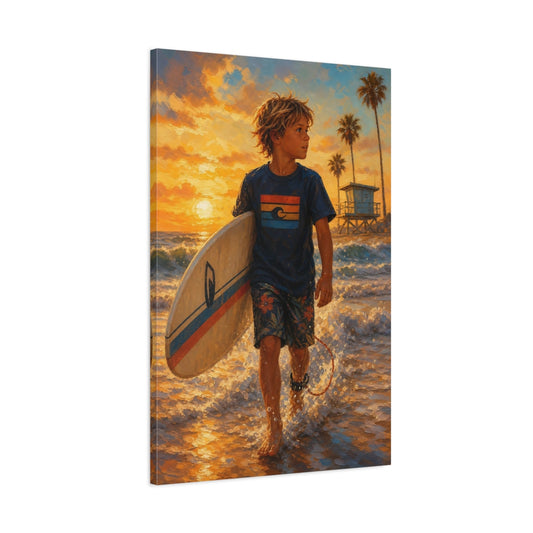 Main Mockup. Golden Hour Surfer shown as canvas print