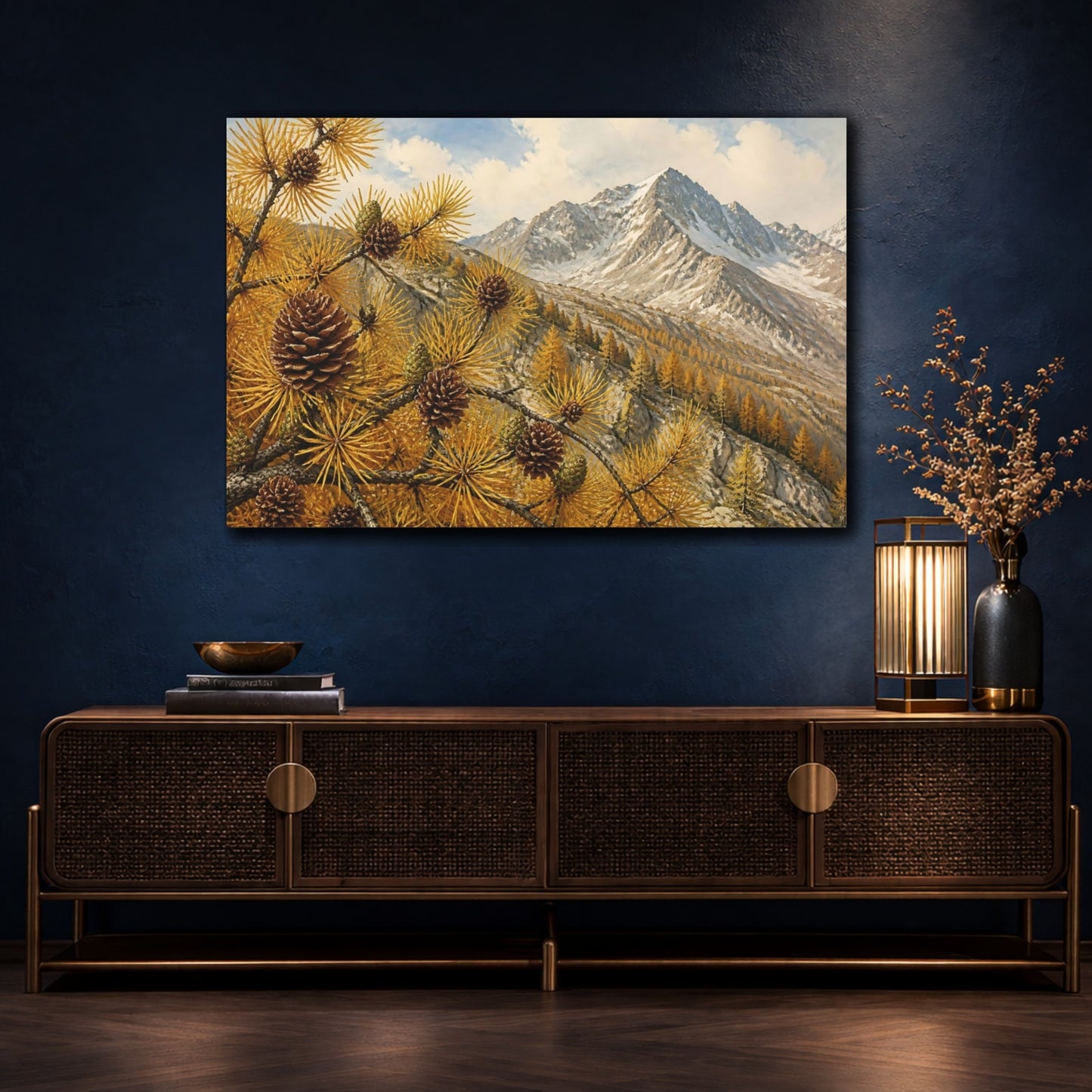 Mockup 4. Golden Larch Mountain Ridge shown as canvas print