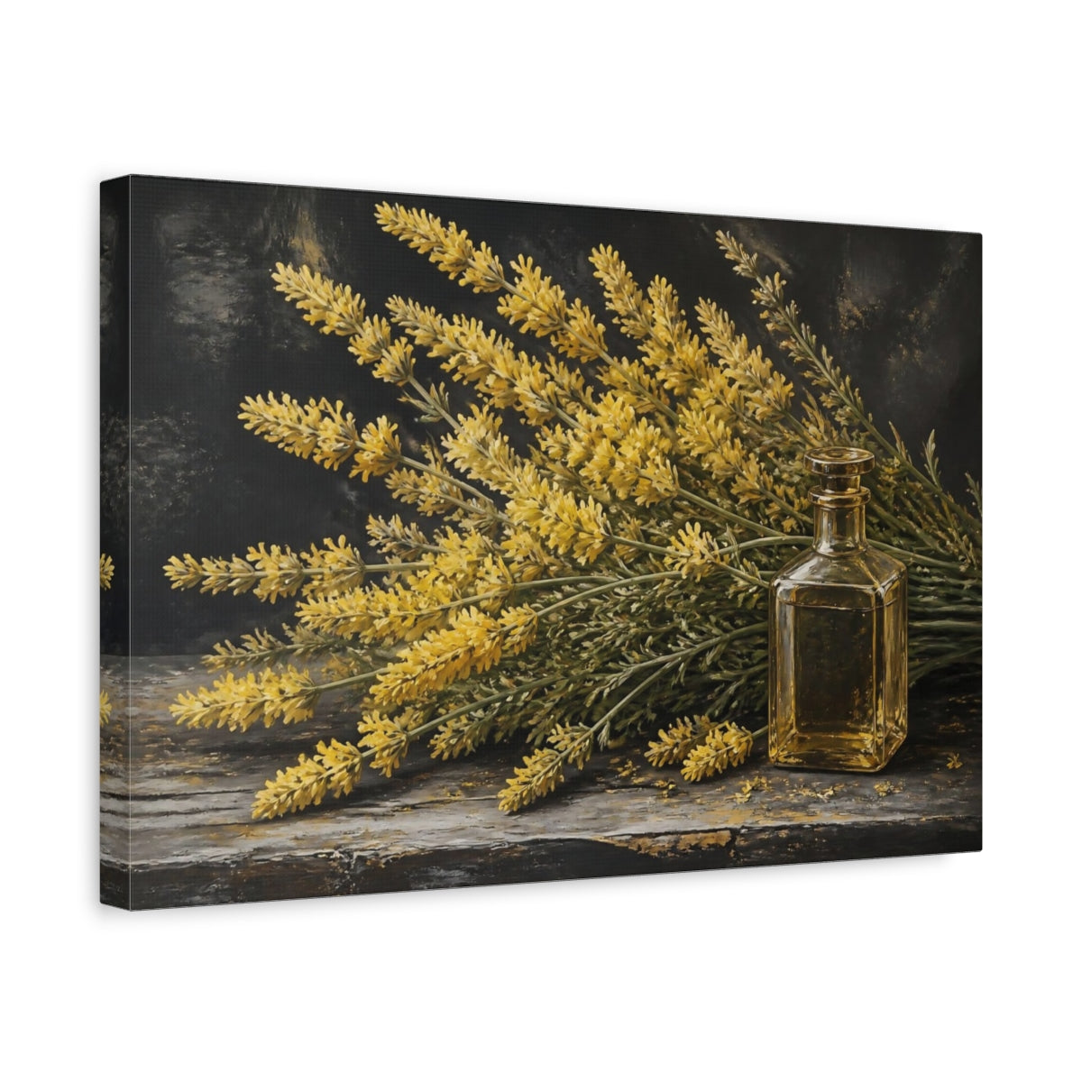 Side Mockup 4. Golden Lavender Flowers shown as canvas print