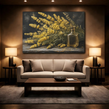 Mockup 2. Golden Lavender Flowers shown as canvas print