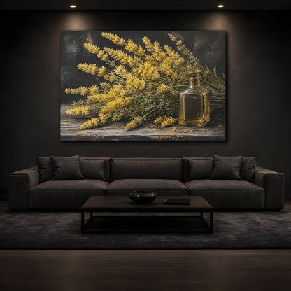 Mockup 3. Golden Lavender Flowers shown as canvas print