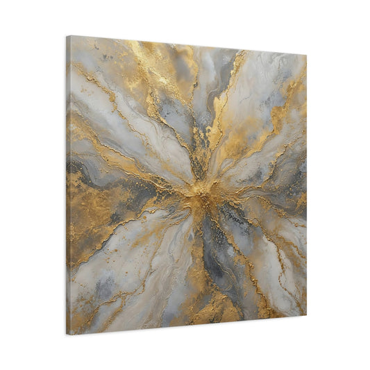 Main Mockup. Golden Marble Burst shown as canvas print