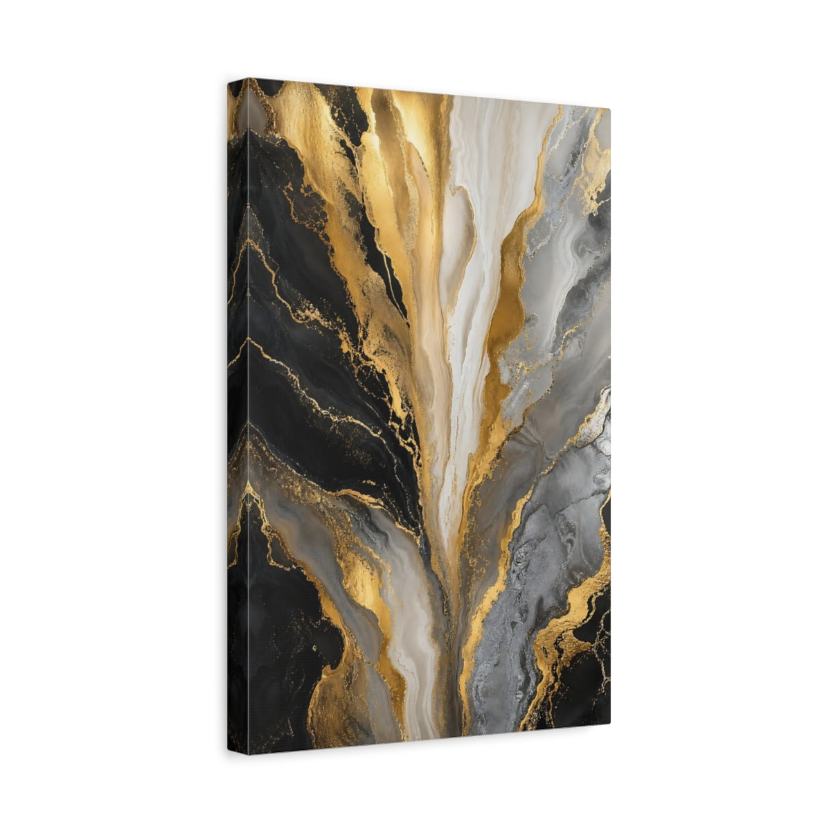 Side Mockup 4. Golden Marble Cascade shown as canvas print