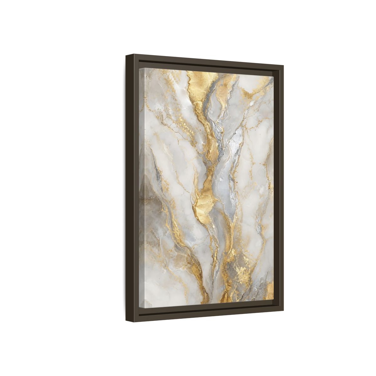 Side Mockup 5. Golden Marble Elegance shown as framed canvas print
