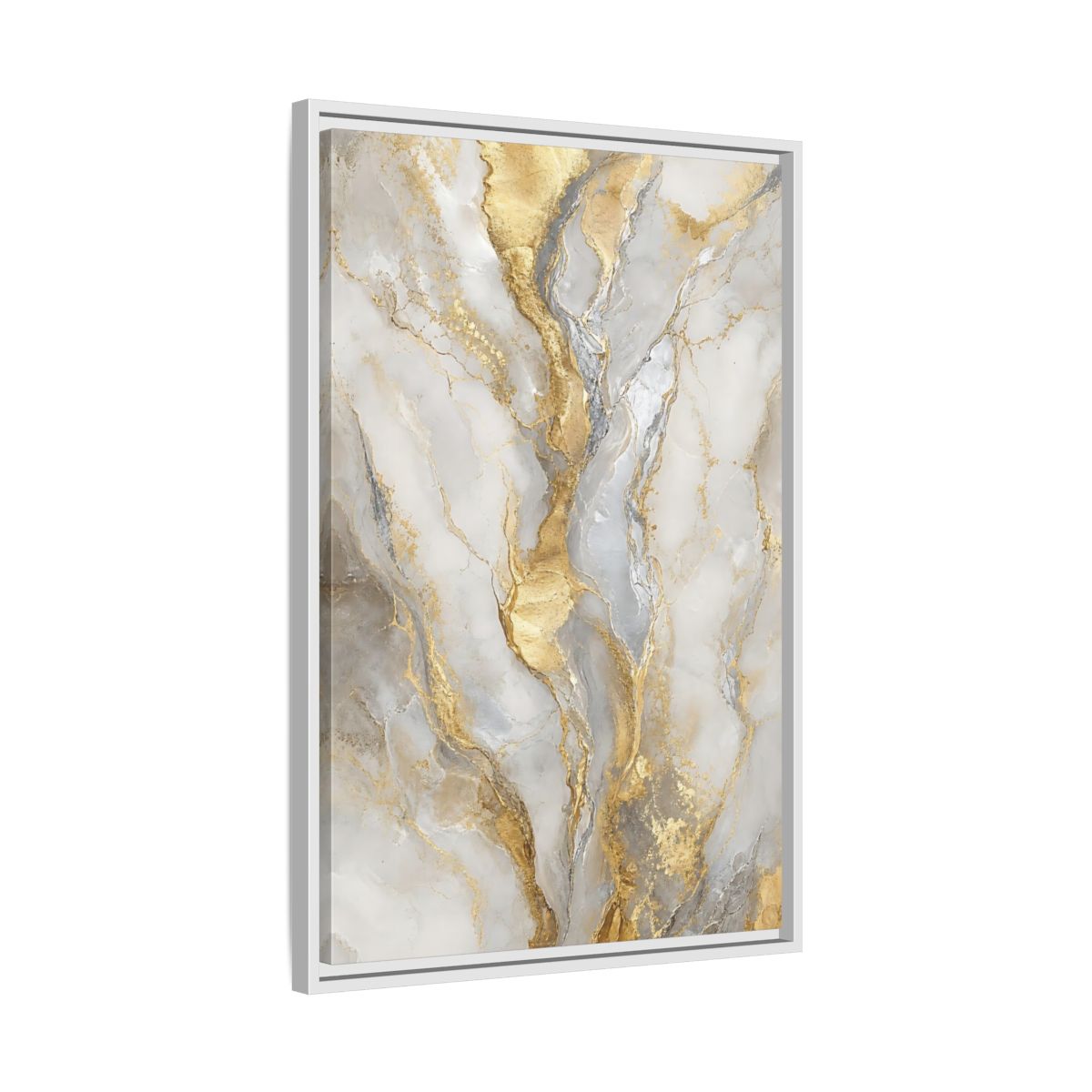 Side Mockup 10. Golden Marble Elegance shown as framed canvas print