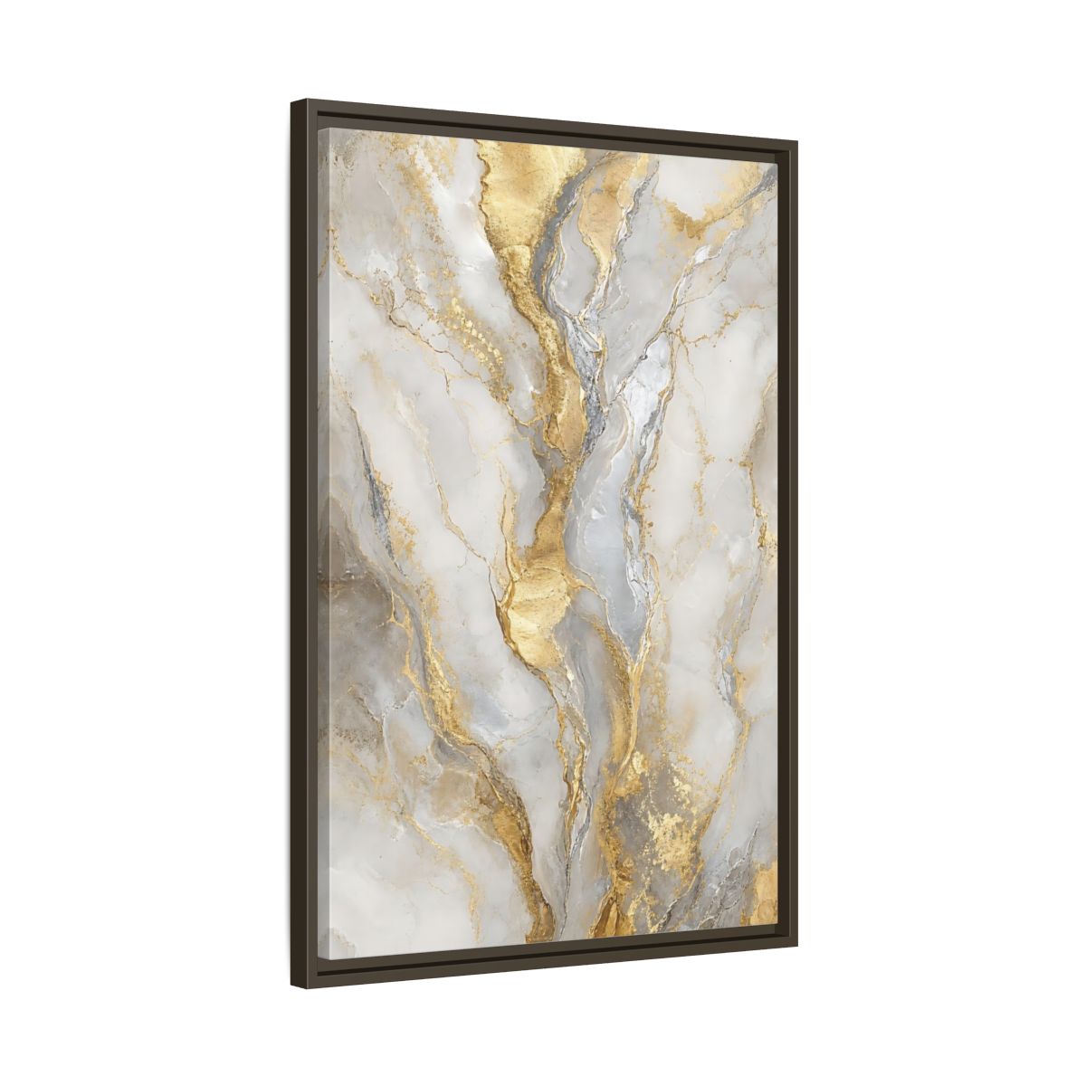 Side Mockup 11. Golden Marble Elegance shown as framed canvas print
