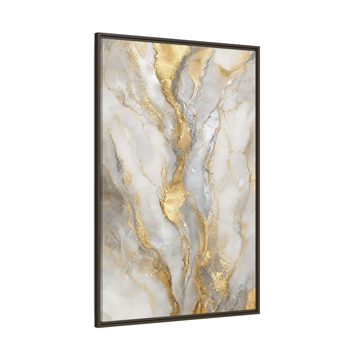 Side Mockup 8. Golden Marble Elegance shown as framed canvas print
