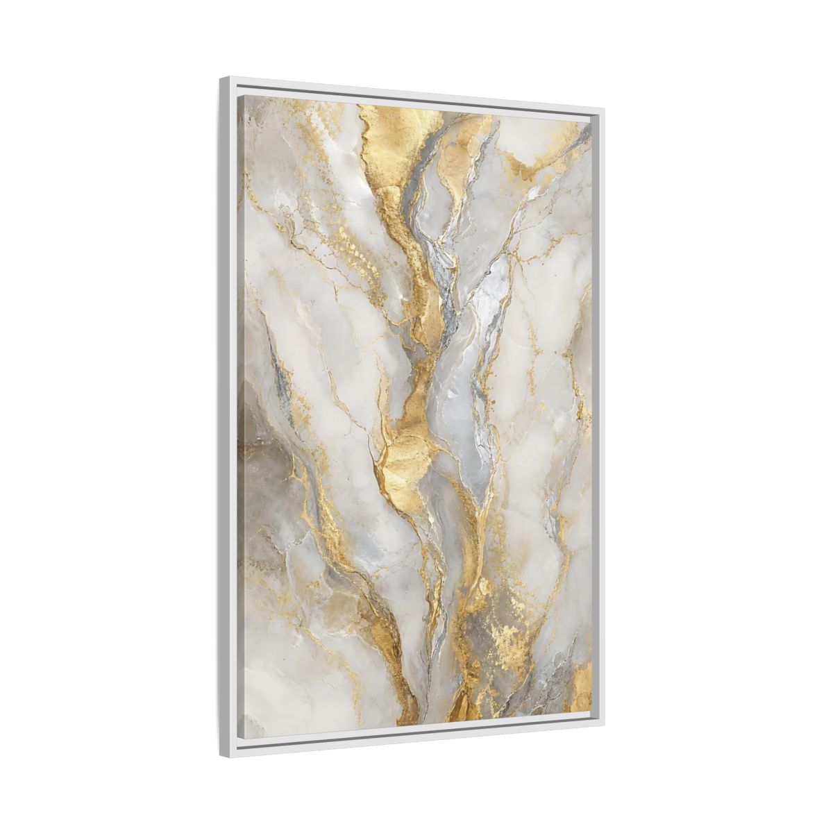 Side Mockup 9. Golden Marble Elegance shown as framed canvas print