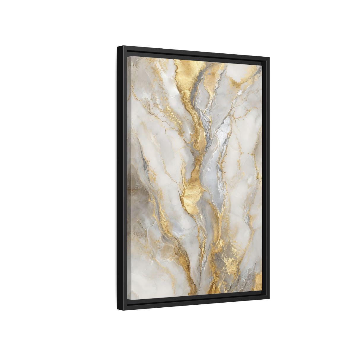 Side Mockup 3. Golden Marble Elegance shown as framed canvas print