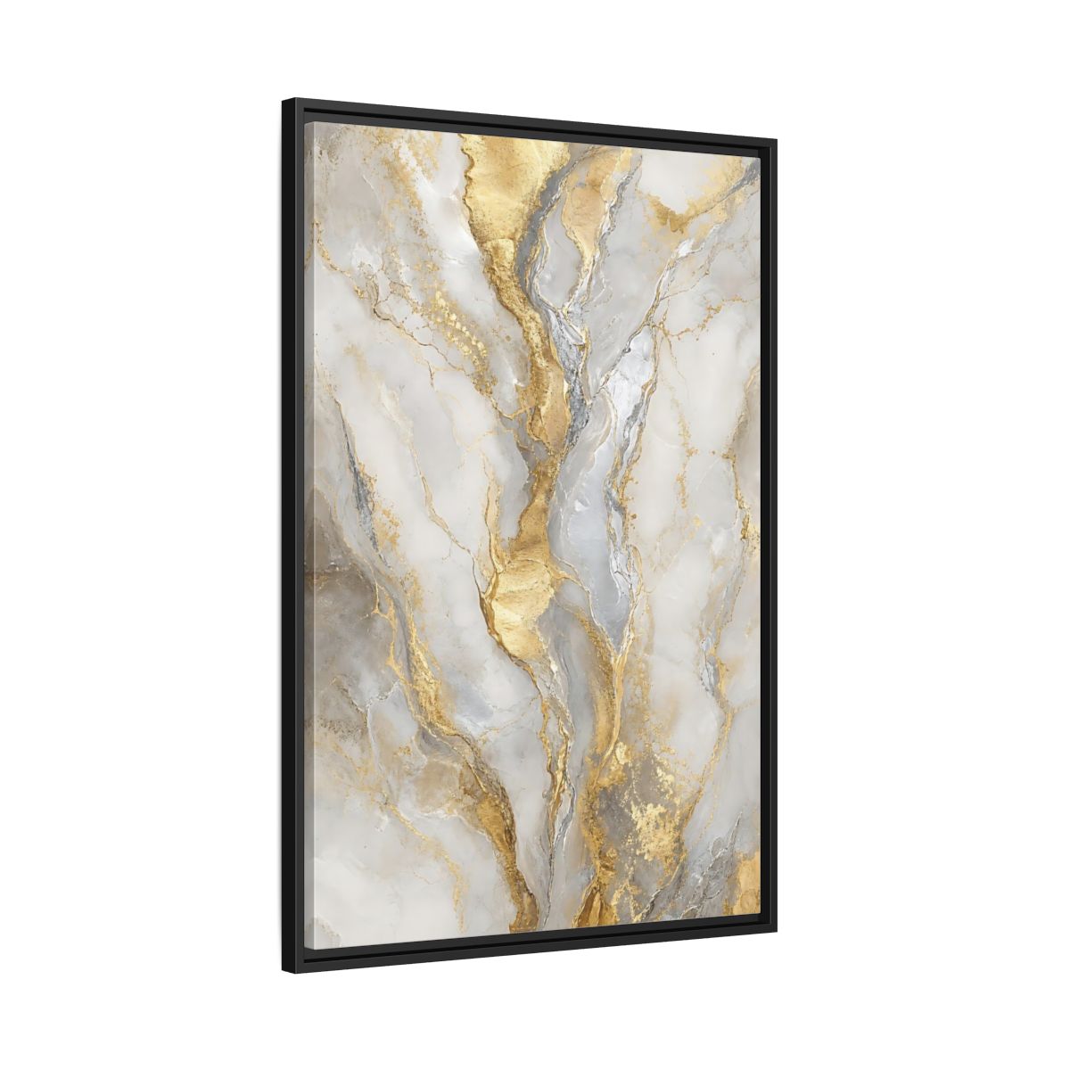 Side Mockup 13. Golden Marble Elegance shown as framed canvas print