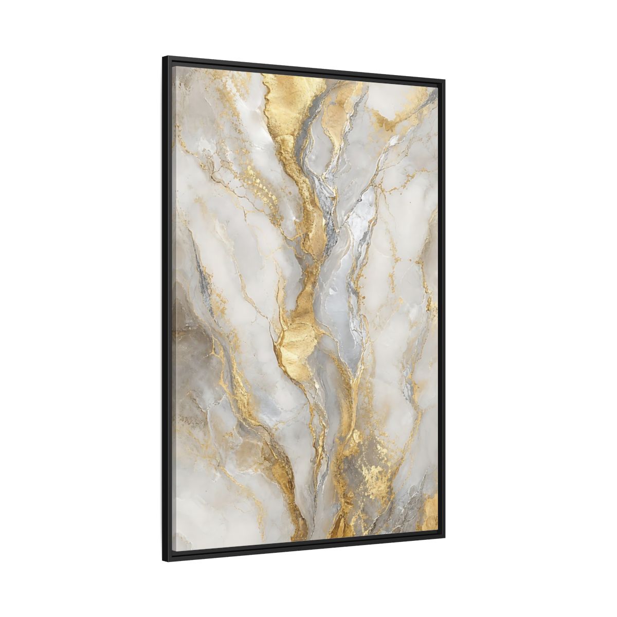 Side Mockup 12. Golden Marble Elegance shown as framed canvas print