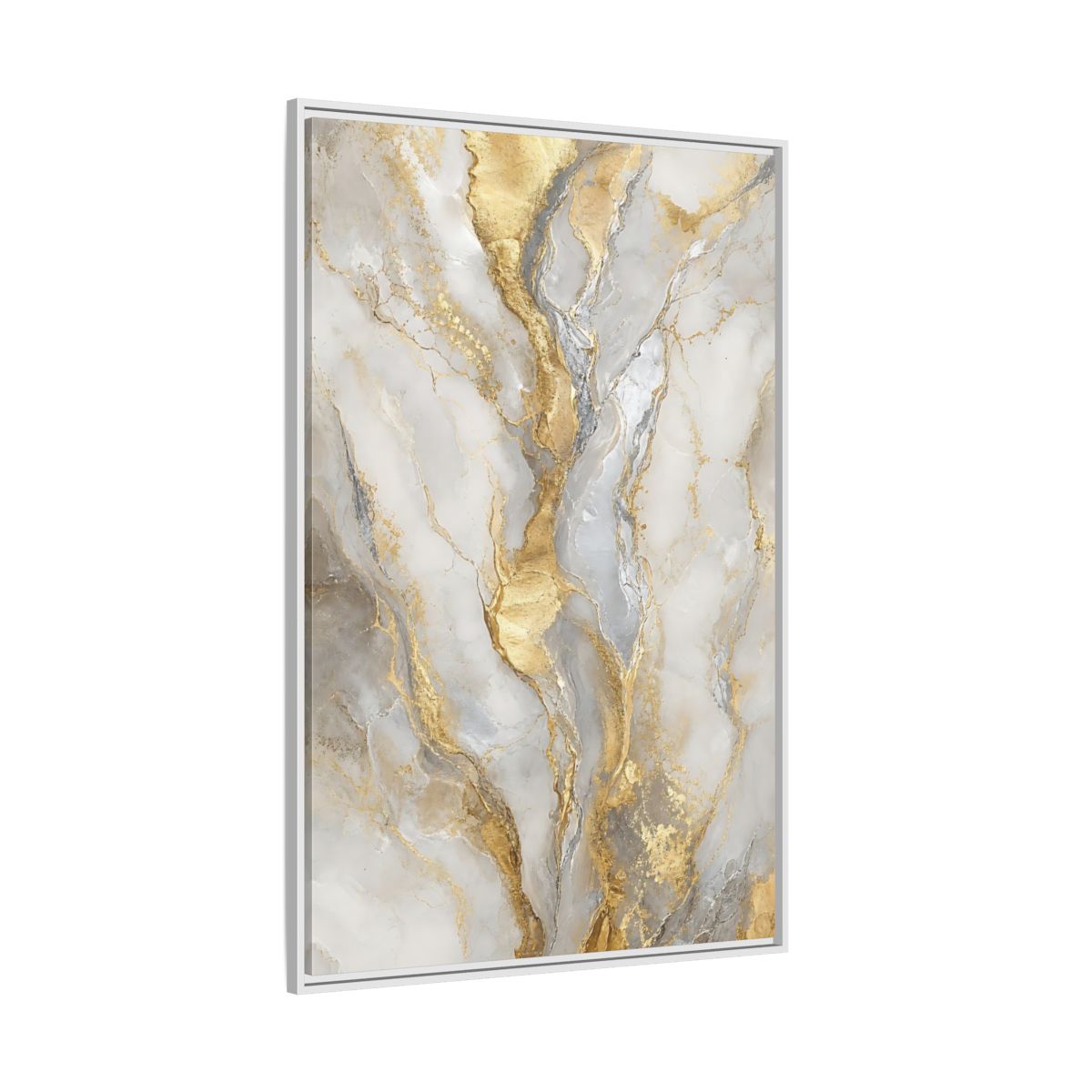 Side Mockup 7. Golden Marble Elegance shown as framed canvas print