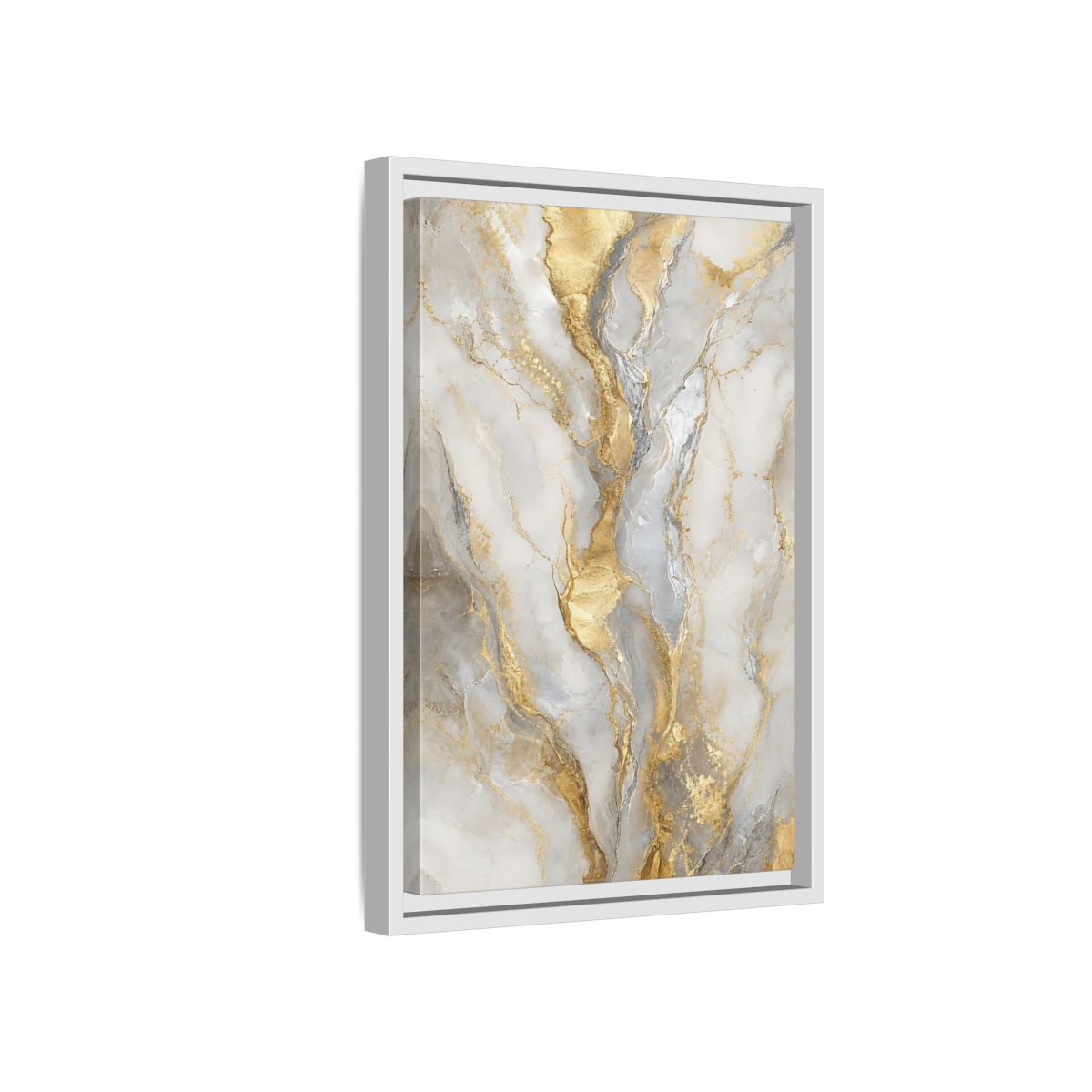 Side Mockup 4. Golden Marble Elegance shown as framed canvas print