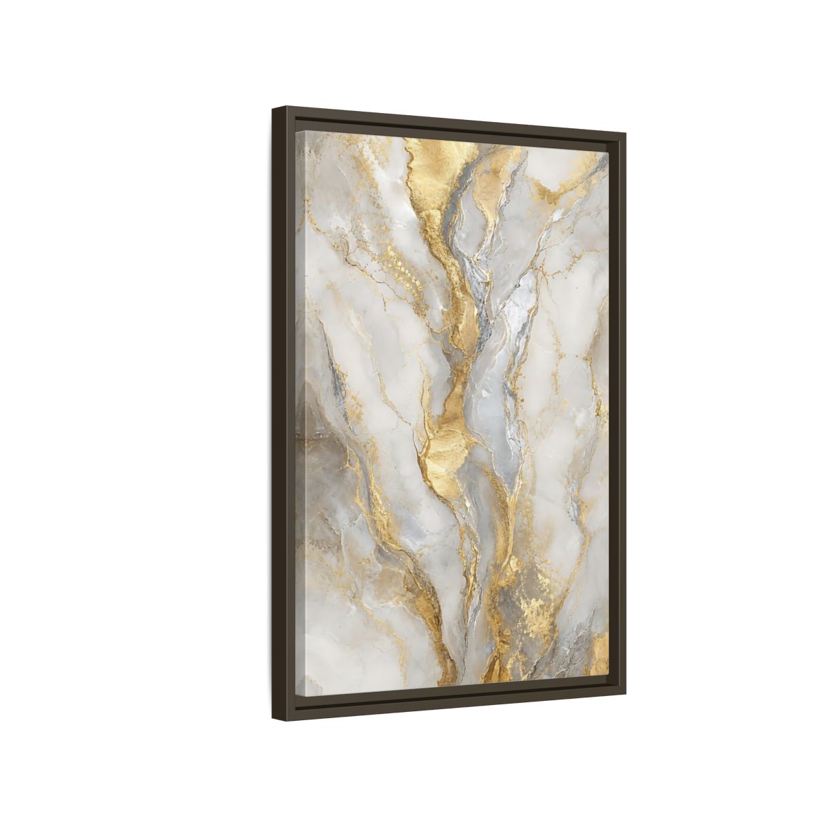 Side Mockup 2. Golden Marble Elegance shown as framed canvas print