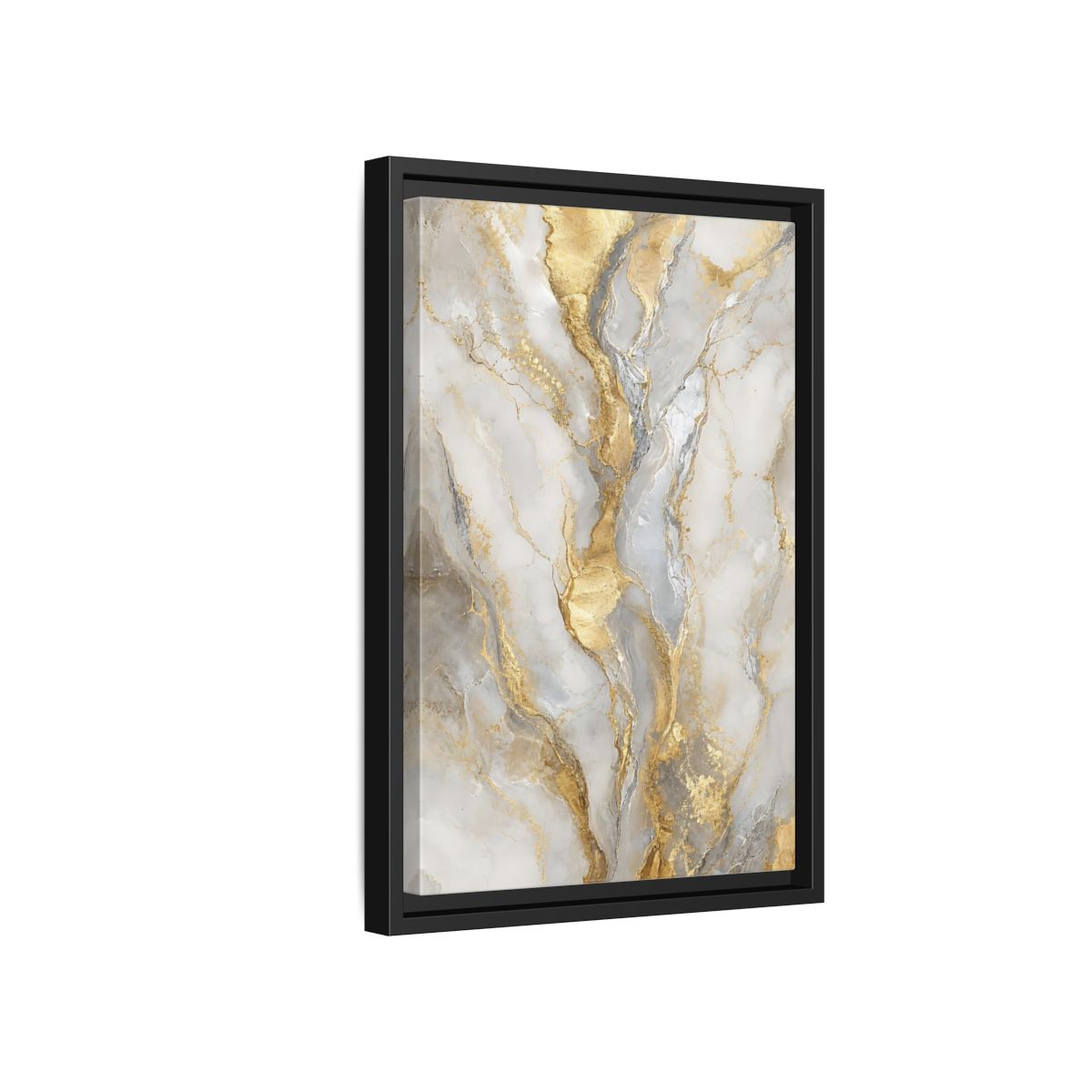 Side Mockup 6. Golden Marble Elegance shown as framed canvas print