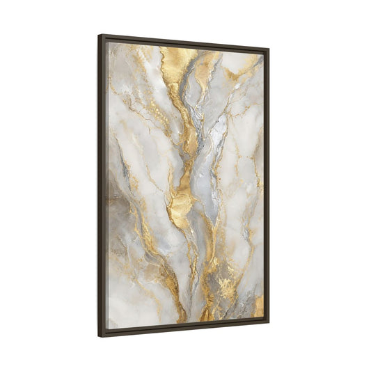 Main Mockup. Golden Marble Elegance shown as framed canvas print