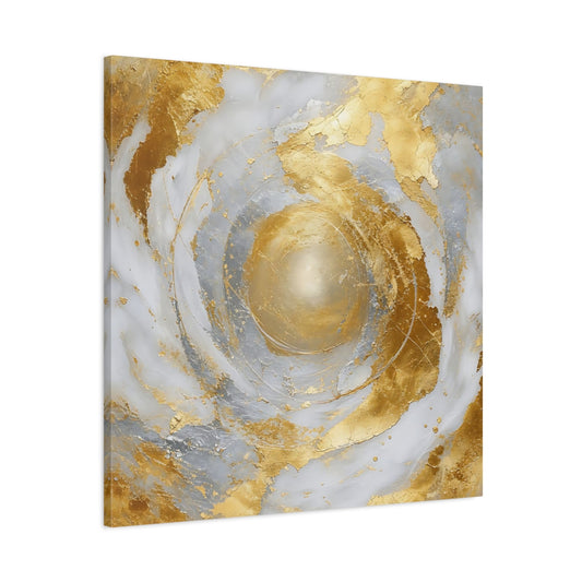 Main Mockup. Golden Marble Swirl shown as canvas print
