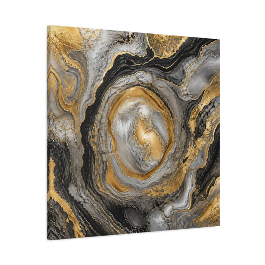 Main Mockup. Golden Marble Swirl shown as canvas print