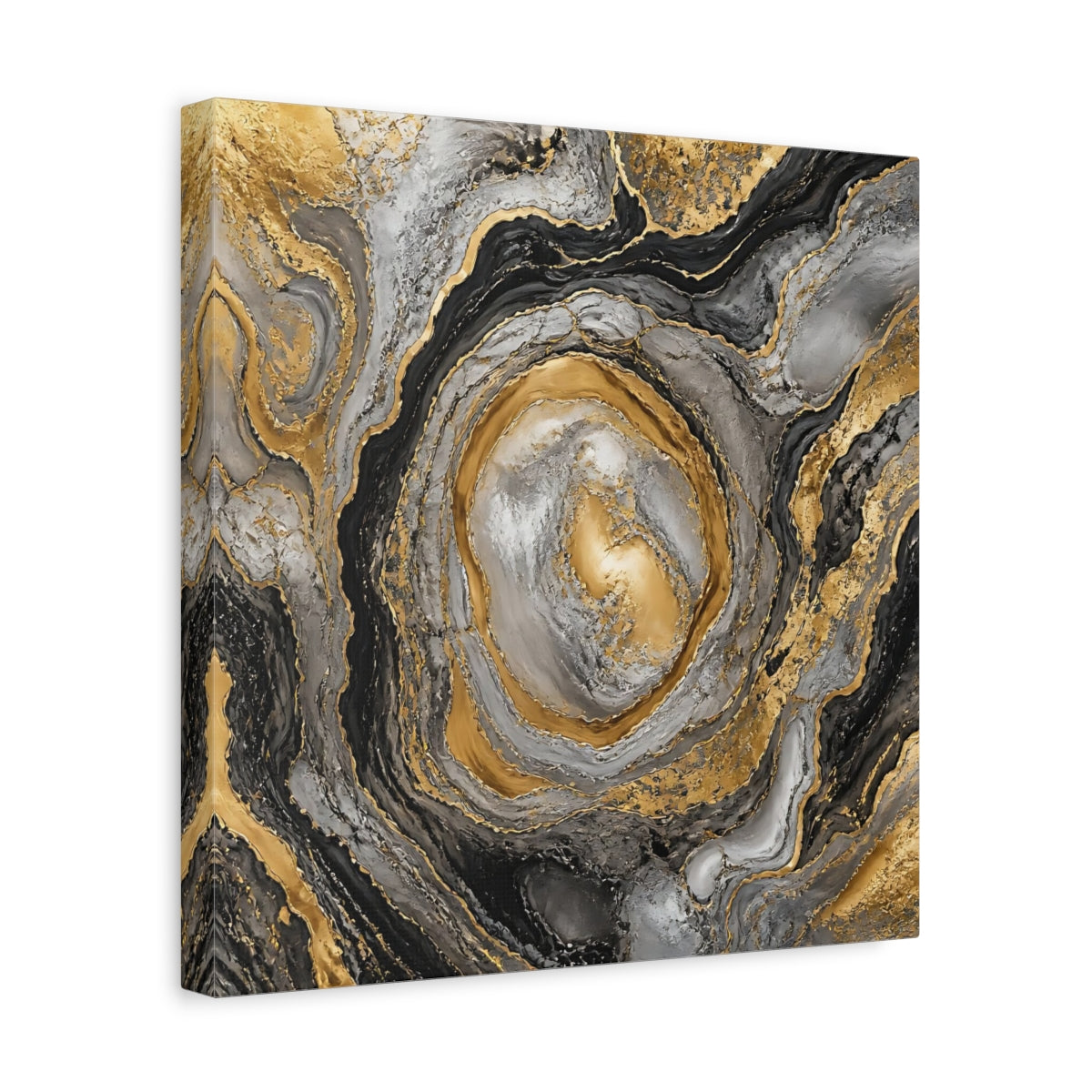 Side Mockup 7. Golden Marble Swirl shown as canvas print
