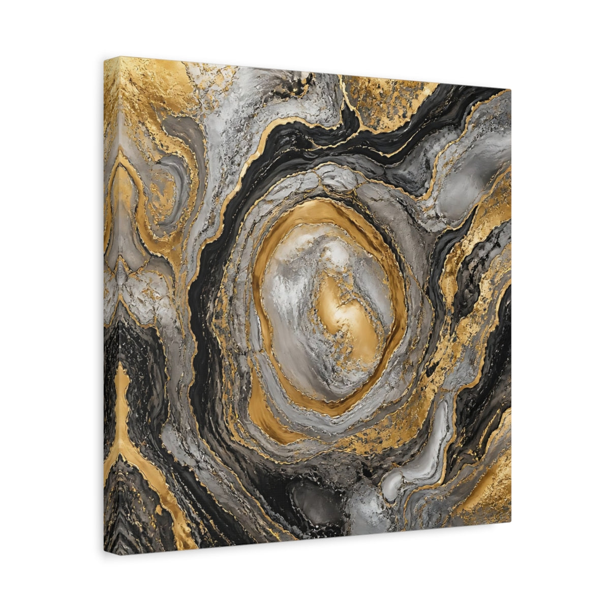 Side Mockup 6. Golden Marble Swirl shown as canvas print