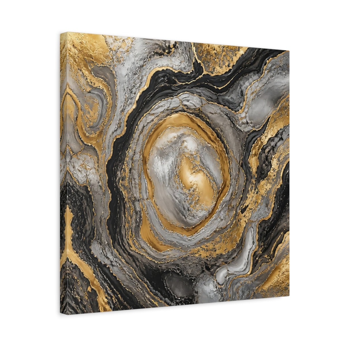 Side Mockup 5. Golden Marble Swirl shown as canvas print