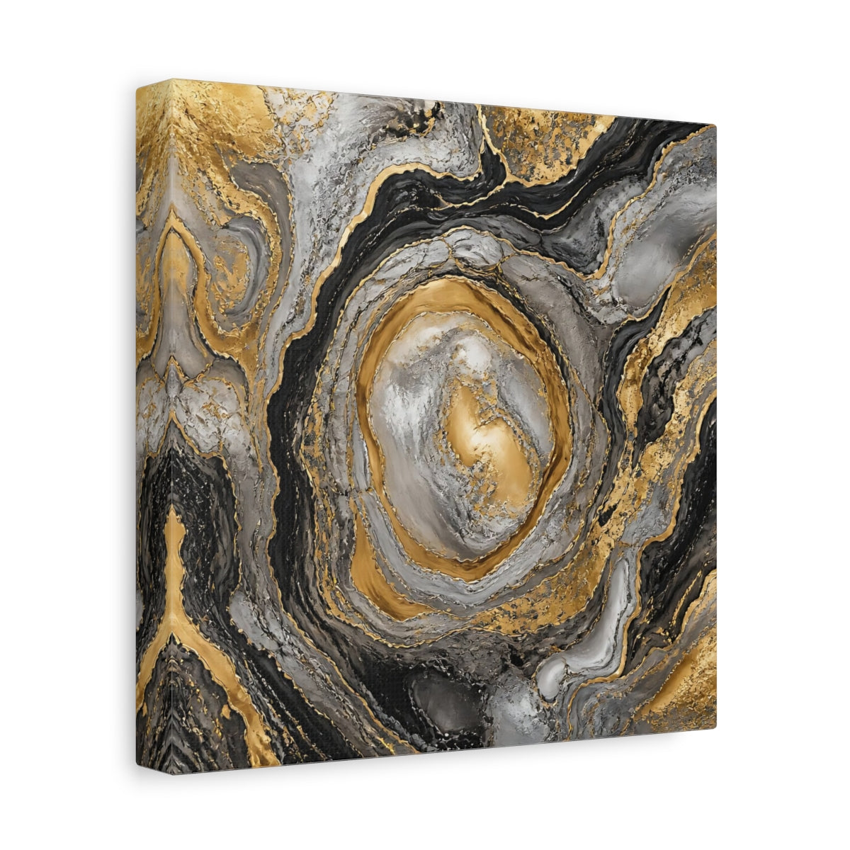 Side Mockup 9. Golden Marble Swirl shown as canvas print