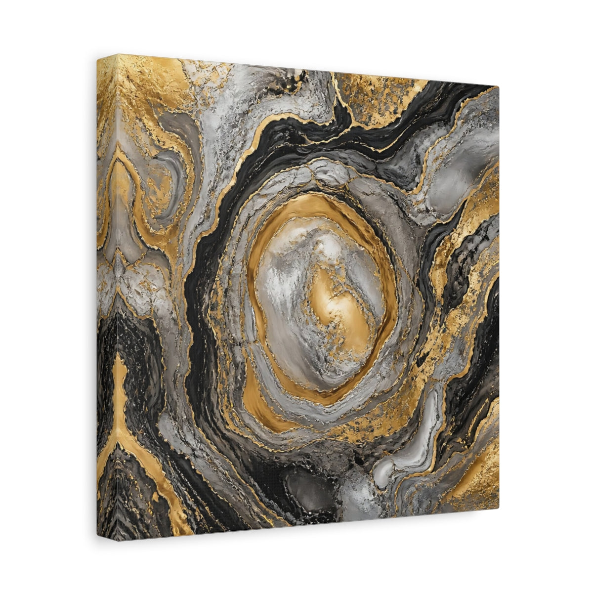 Side Mockup 8. Golden Marble Swirl shown as canvas print
