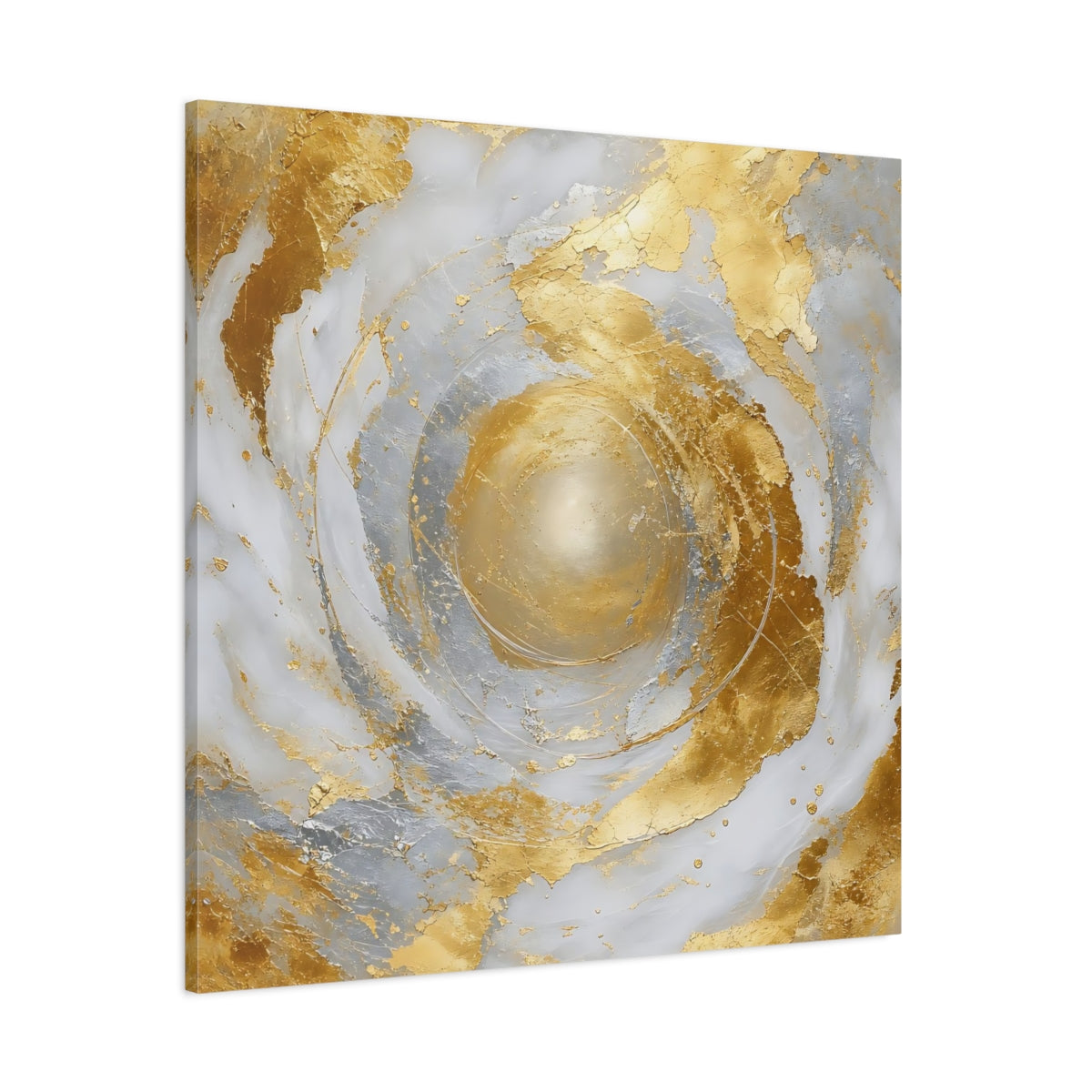 Side Mockup 1. Golden Marble Swirl shown as canvas print